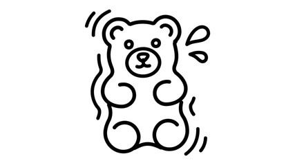 Fototapeta premium Classic squishy gummy bear candy vector icon featuring an editable stroke. Professional flat illustration of a sweet snack, versatile for branding, food menus, and digital graphic design work.