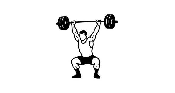 Weightlifter lifting barbell silhouette on transparent background
