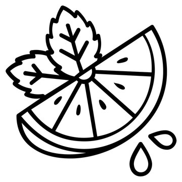 Fresh Lime Wedge Garnish Vector Icon, Minimalist Outline Illustration of a Citrus Slice for Cocktails, Bar Menu Graphic Element, Scalable Flat Design Isolated on White Background for Web