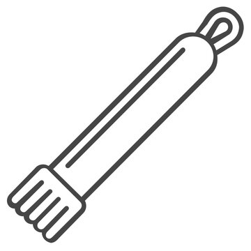 Professional drink muddler tool with grooved base line icon vector illustration for cocktail making, minimalist bar equipment symbol for mixology guides, restaurant menus, and beverage branding.