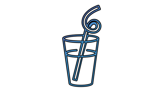 Long curved drinking straw line icon. Minimalist vector illustration of a flexible bendy straw for cocktails and soft drinks. Clean black outline symbol isolated on a white background.