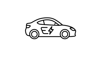 Fototapeta premium Modern small electric city car vector icon with editable stroke, minimalist line illustration of a compact battery vehicle for urban transit, customizable thin line art for web design.