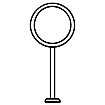Minimalist blank circular transit stop sign vector illustration, professional line icon of a round transport station marker for modern urban commuting maps and public transportation designs.