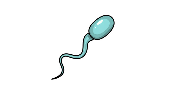 Simple cartoon sperm cell swimming with long tail Vector