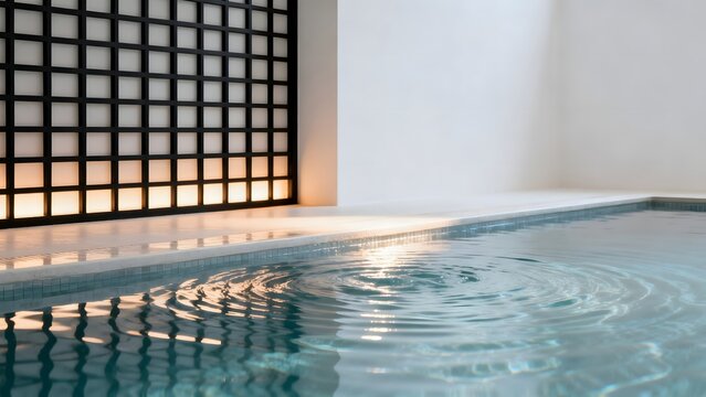 Indoor pool with decorative wall