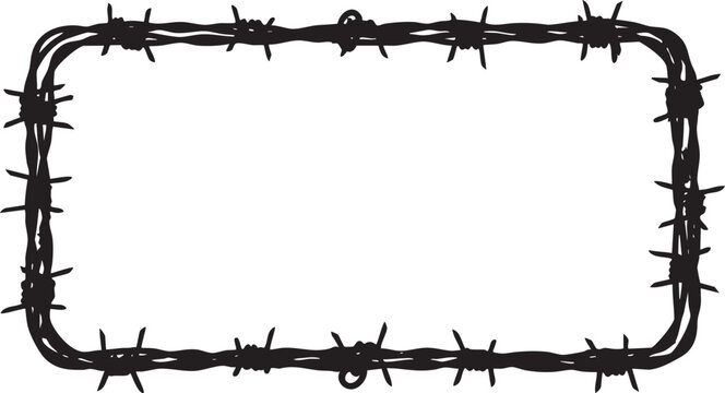 Barbed wire rectangular frame