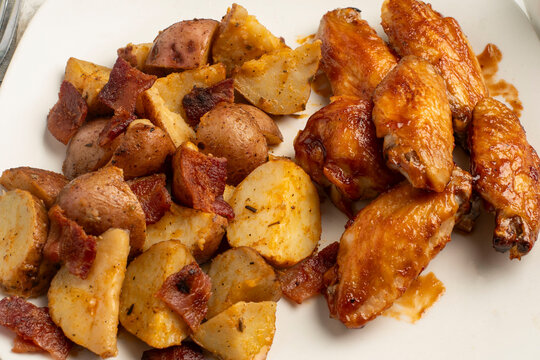 wings  with potatoes and bacon bits