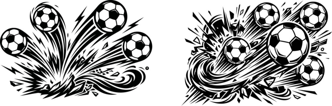 Dynamic soccer ball explosion vector graphics for sports design
