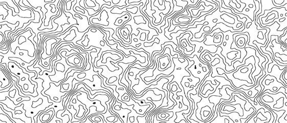 Obraz premium Abstract black and white Topographic Contour Line Map Background Pattern for Cartography and Design.