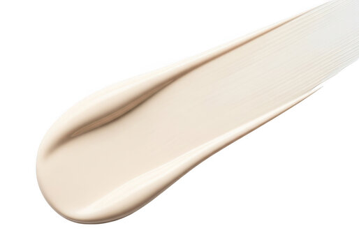 Creamy beige makeup swatch texture on white background