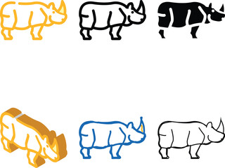 Fototapeta premium rhino animal color variations icon vector. rhino animal sign. isolated symbol illustration