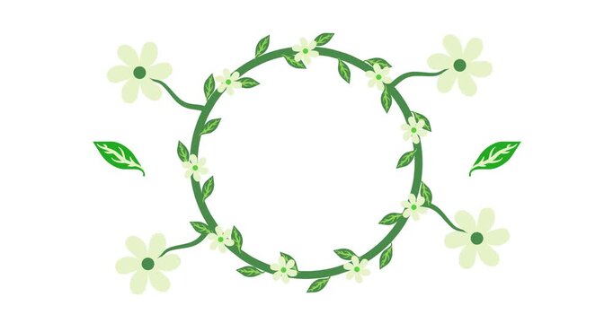 Copy space animation with green natural ornament decoration typical of Earth Day