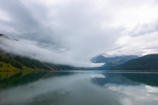 Landscape with mountains and a lake Taimen. Altai, Russia