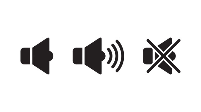Speaker Volume Icons With Sound Waves Black Silhouette