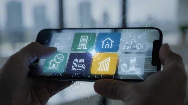 Closeup of a digital wallet app displaying fractional ownership tokens of real estate properties with blurred background emphasizing secure blockchain integration.