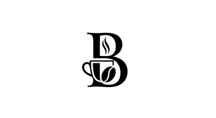 Creative Letter B Logo with Integrated Coffee Cup and Beans Design on Isolated White Background © kuah