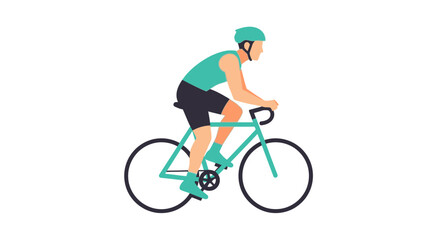 Naklejka premium Male cyclist riding road bike in full cycling gear.