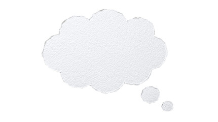 Obraz premium Blank white watercolor paper thought bubble with torn rough edges on a transparent background