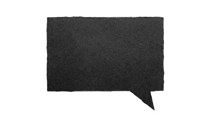 Obraz premium Blank dark grey rectangular speech bubble made of rough handmade paper on a transparent background