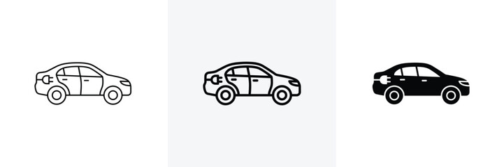 Obraz premium Sedan Car Icons Set in Flat Design Style