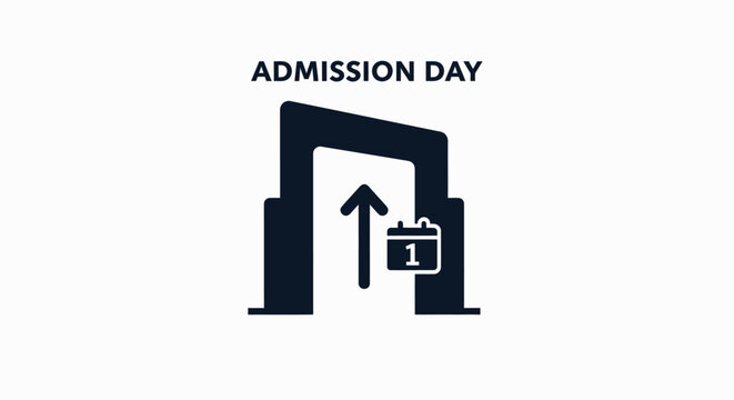 Minimalist admission day icon representing entry to school or event.