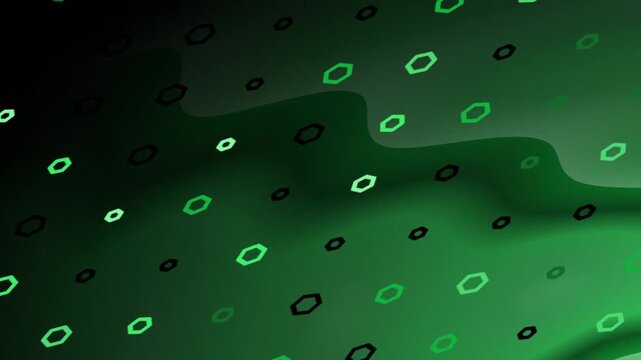 Digital data stream spiraling through green network background with binary code