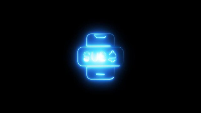 Neon subscribe button animation with notification bell on smartphone screen