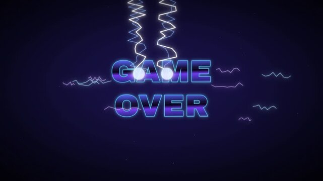 Glowing Electric Energy and Lightning Strikes Forming Game Over Text
