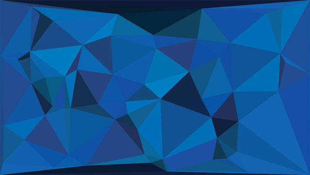 Vibrant blue low-polygon abstract background featuring a complex network of geometric triangles, ideal for contemporary digital art and web design, evoking a cool and sophisticated atmosphere.
