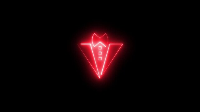 Glowing red neon tuxedo animation for formal events and luxury branding