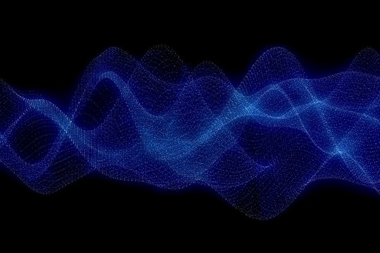 3D virtual data grid with luminous wave points in technology space