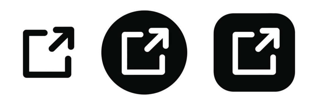 External link button icon set with open in new tab symbols for expand, outbound, launch, and redirect actions in UI, UX, and web navigation design.