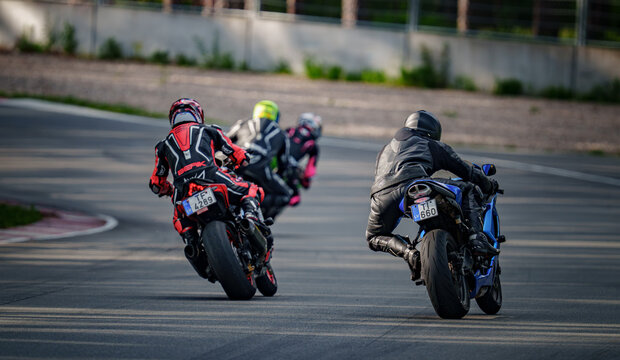 Regular training in Riga, Latvia, Bikernieki on 12-05-2026  Motorcyclists racing on a paved track
