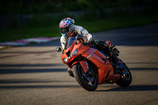 Regular training in Riga, Latvia, Bikernieki on 12-05-2026  Motorcyclist riding on a race track