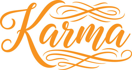 Karma typography design elegant script wordmark with transparent background for branding and graphic projects © AKASH