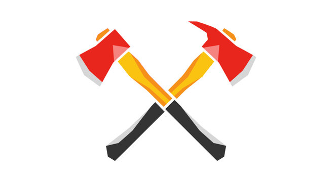 Crossed Firefighter Axes Icon Illustration.