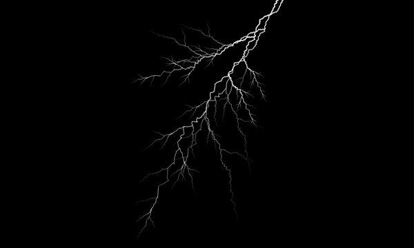 Lightning bolt with multiple branches on a dark blue background vector