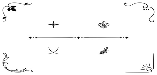 Obraz premium Minimal Luxury Corner Divider Vector Set with Thin Ornamental Line Elements