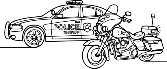 Police Car and Motorcycle Patrol © yayan