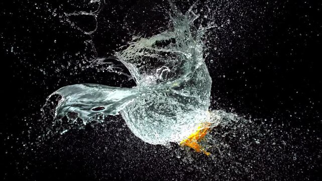 Water balloon bursting in slow motion capturing impact and splash
