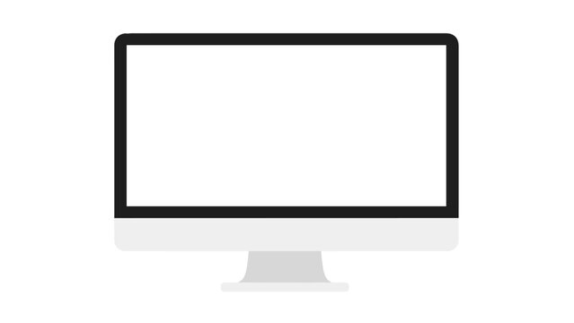 Desktop computer monitor with blank screen isolated on white