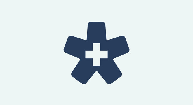 Minimalist medical asterisk symbol icon on a light background.