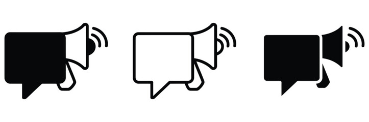 Megaphone icon set for announcements and notifications in various design styles for web and mobile applications © Prime Stocks