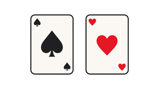 Ace of spades and ace of hearts playing cards illustration