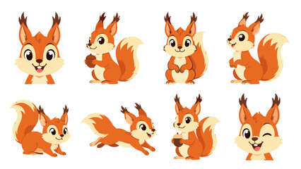 Cute cartoon squirrel character set in different poses © Alan