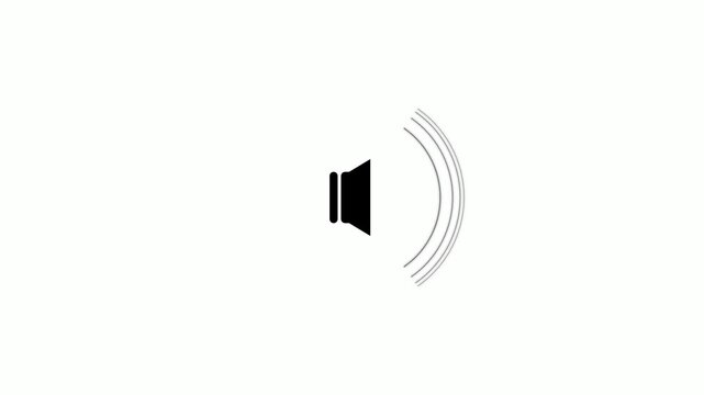 Minimalist speaker icon with radiating sound wave animation. 4K Video