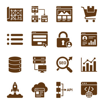 Collection Of Flat Icons Representing Data Security And Technology