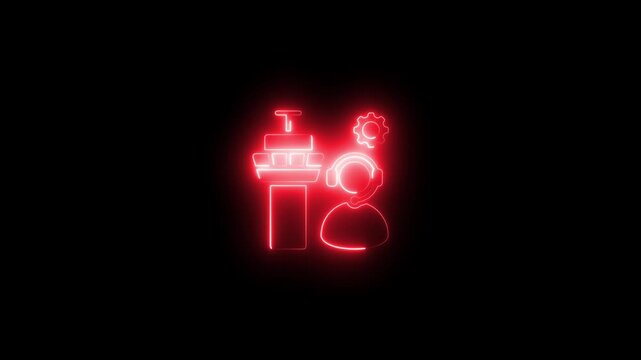 Neon air traffic control tower and controller animation