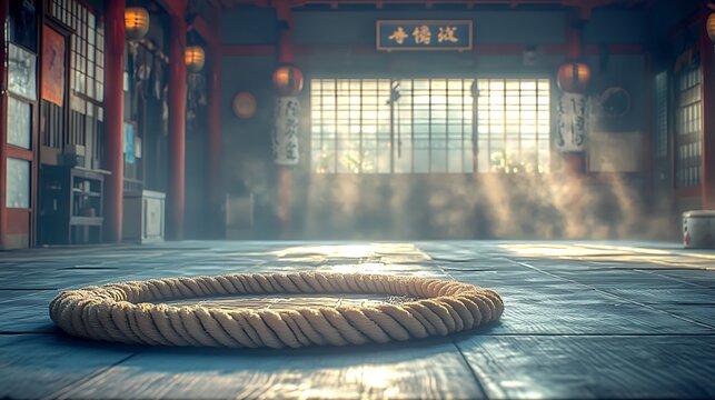 Traditional Dojo Interior with Sumo Ring Floor.