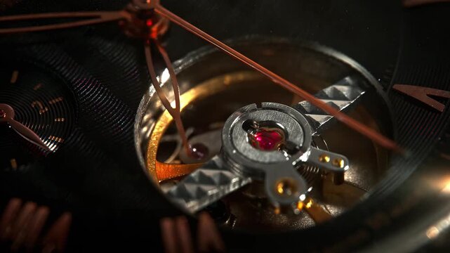 Luxury Watch Mechanism Rotating Macro Close Up Footage